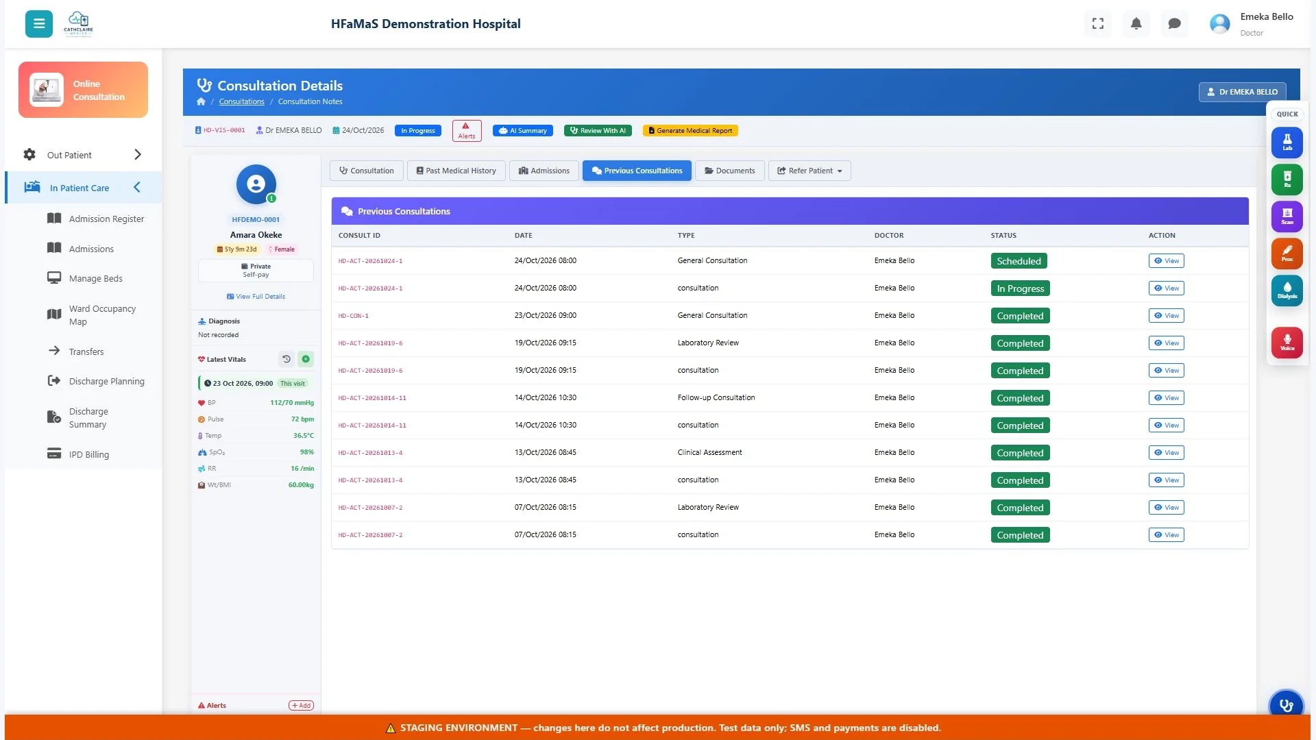 HFaMaS demonstration patient record