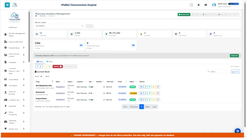 HFaMaS demonstration batches & expiry dates page
